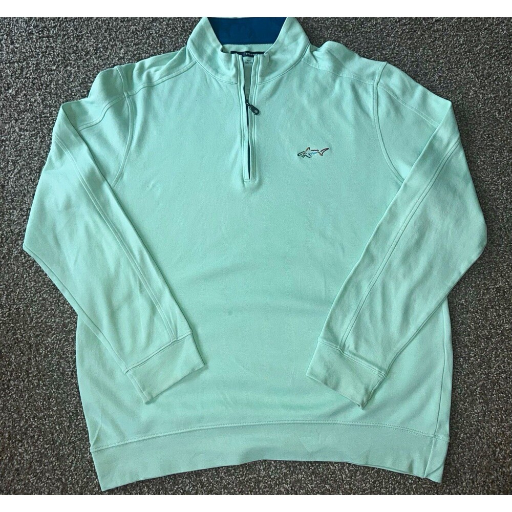 Greg Norman Men’s Quarter Zip Pullover Mint Green Shark Logo Size M Golf